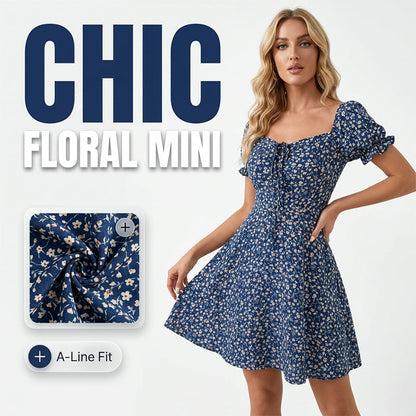 Women's Drawstring Bust Floral Sundress