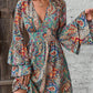 Women's Elegant Paisley Print V-Neck Flared Sleeve Dress