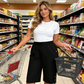 👖Új érkezés❣️Női, kényelmes, rugalmas derékú capri nadrág