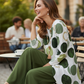 Modern Print Long Sleeve Blouse and Trousers Outfit