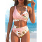 Női virágmintás, magas derekú bikini szett