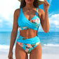 Női virágmintás, magas derekú bikini szett