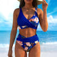 Női virágmintás, magas derekú bikini szett