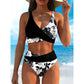 Női virágmintás, magas derekú bikini szett