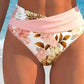 Női virágmintás, magas derekú bikini szett
