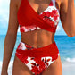 Női virágmintás, magas derekú bikini szett