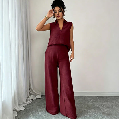 Women's Sleeveless Top & Wide-Leg Pants Set