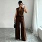 Women's Sleeveless Top & Wide-Leg Pants Set