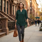 Women's Geometric Print V-Neck Blouse