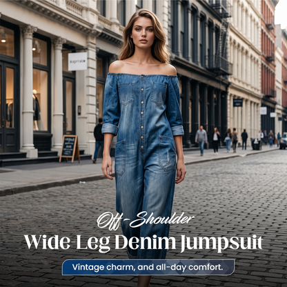 Széles szárú farmerjumpsuit