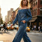 Széles szárú farmerjumpsuit