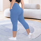 Női magas derekú capri leggings zsebekkel