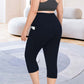 Női magas derekú capri leggings zsebekkel