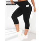 Női magas derekú capri leggings zsebekkel