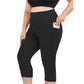 Női magas derekú capri leggings zsebekkel