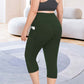 Női magas derekú capri leggings zsebekkel