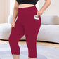 Női magas derekú capri leggings zsebekkel
