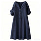 Női alkalmi V-nyakú gombos tunika ruha