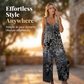 Női nyomott mintás, spagettipántos, széles szárú jumpsuit