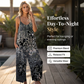 Női nyomott mintás, spagettipántos, széles szárú jumpsuit