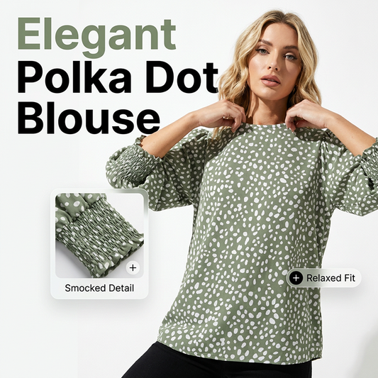 Női alkalmi pöttyös, 3/4-es ujjú blúz felső