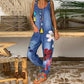 Női alkalmi, virágmintás farmer jumpsuit