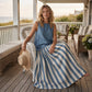 Women's Sleeveless Top & Striped Skirt Set