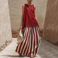 Women's Sleeveless Top & Striped Skirt Set