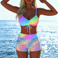 🌞👙 Női bikini szett zsinórral és mintával (rövidnadrággal) ⛱️