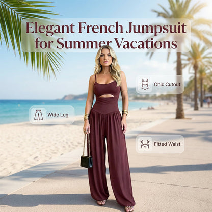 🔥2026 New Arrival ＆ Hot Sale ＆ 50％ Off🔥Sleeveless Cutout Wide-Leg Jumpsuit with Back Tie