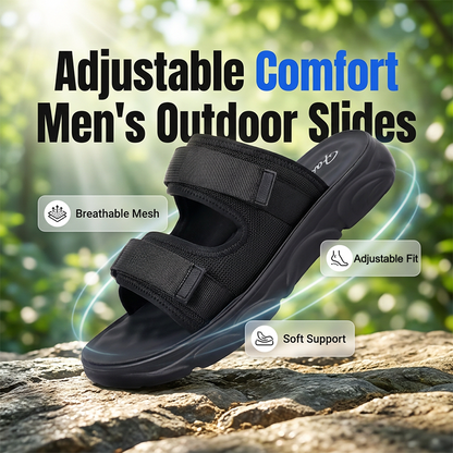 🩴 LIMITED-TIME 50% OFF! 🏃 Men's Adjustable Dual-Strap Slide Sandals – Breathable Mesh, Cushioned, Secure Fit ✨