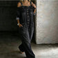 Laza szabású, széles szárú overall jumpsuit zsebekkel