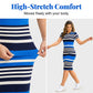Women's Elegant Bodycon Striped Dress 🌊 Sleek Vertical Stripes, Curves-Hugging Fit for a Confident Look ✨