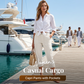 Női alkalmi cargo capri nadrág zsebekkel