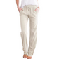 Women's Cotton Linen Loose Drawstring Wide Leg Pants