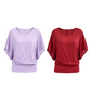 👚✨ Women's Premium Blend Fitted Blouse – Elegant Batwing Sleeve Banded Hem Tunic Top