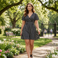 Plus Size Függőleges Csíkos V-nyakú Ruha