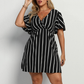 Plus Size Függőleges Csíkos V-nyakú Ruha
