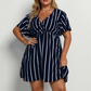 Plus Size Függőleges Csíkos V-nyakú Ruha