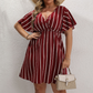 Plus Size Függőleges Csíkos V-nyakú Ruha