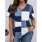 Women‘s Chic Denim Print V-Neck Tee