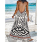 Zebra Leopárdmintás Slip Maxi Ruha