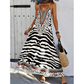 Zebra Leopárdmintás Slip Maxi Ruha