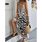 Zebra Leopárdmintás Slip Maxi Ruha