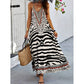 Zebra Leopárdmintás Slip Maxi Ruha