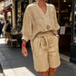 👗Women’s Casual V Neck Top and Shorts Set - Effortless Style & All-Day Comfort 💛✨