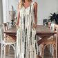 Női elegáns ujjatlan V-nyakú maxi ruha