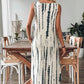 Női elegáns ujjatlan V-nyakú maxi ruha