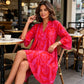 Női V-nyakú Boho mintás ruha