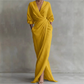 Női elegáns V-nyakú wrap maxi ruha